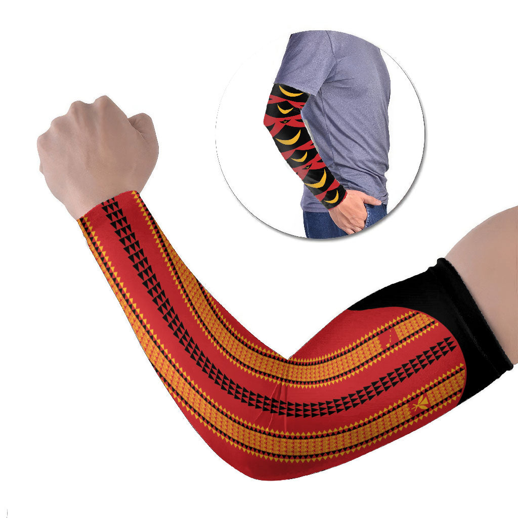 Hawaii Ahu Ula Inspired Arm Sleeves Red Version LT05 Set of 2 Red - Polynesian Pride