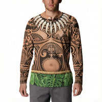 Hawaii Warrior Tattoo Inspired Button Sweatshirt Tropical Leaf Skirt Costume LT05 - Polynesian Pride