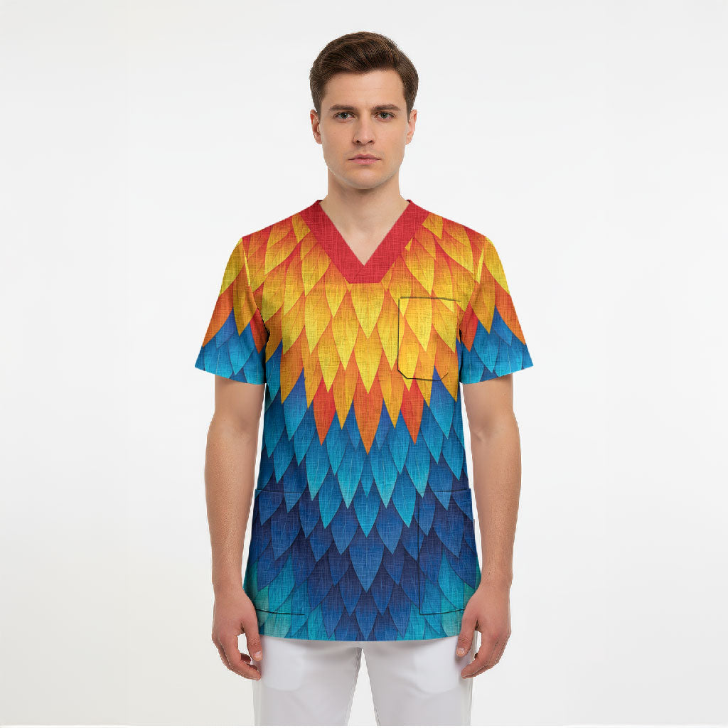Polynesia Colorful Rooster Costume Scrub Top LT05 - Polynesian Pride