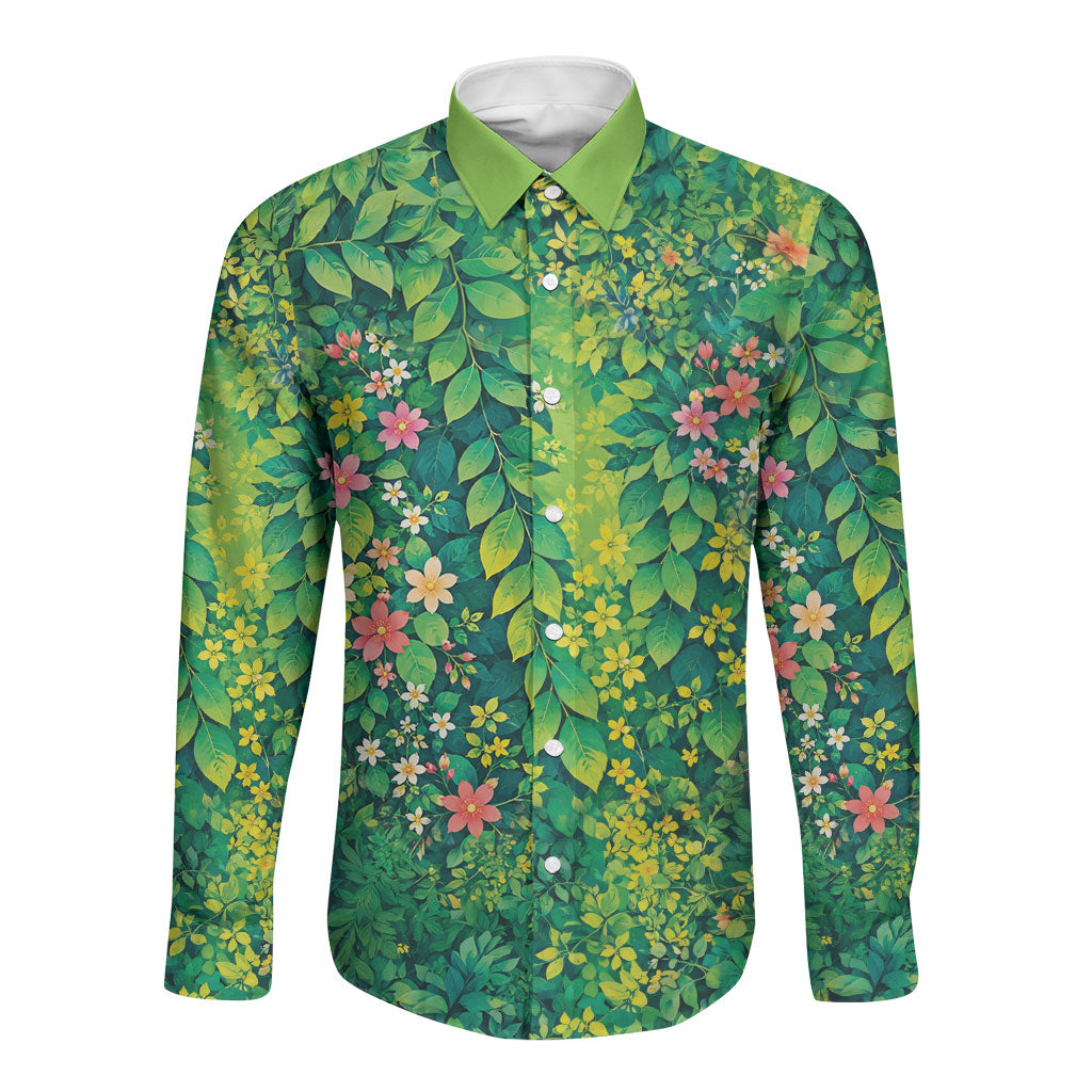 Polynesian Enchanted Mother Nature Costume Long Sleeve Button Shirt LT05 Unisex Green - Polynesian Pride