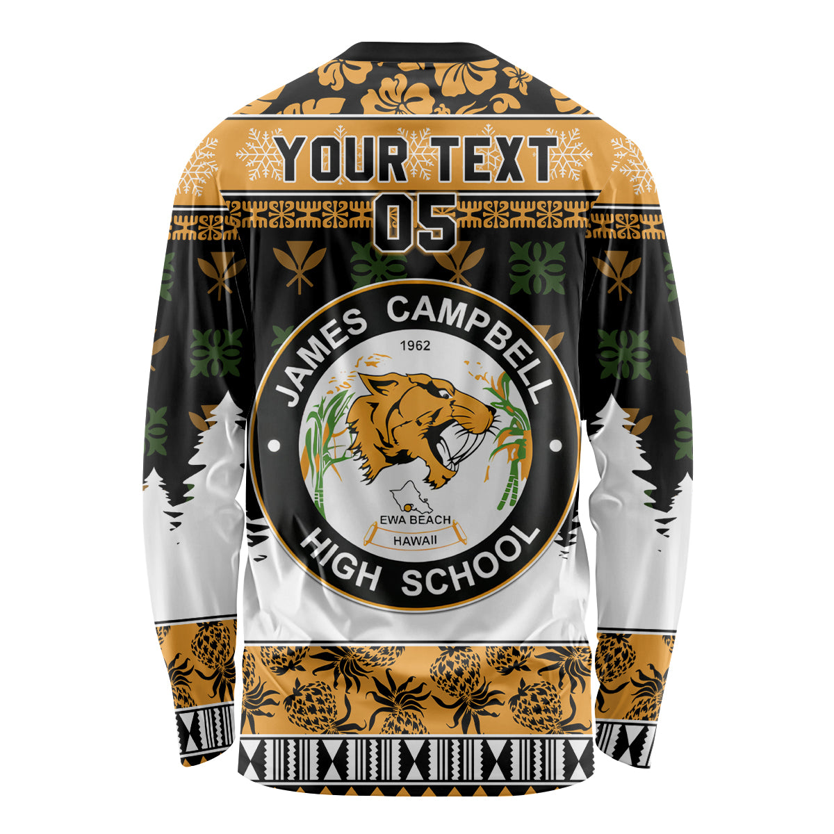 Custom Hawaii James Campbell High School Christmas Long Sleeve Shirt Tropical Santa Claus LT05 - Polynesian Pride