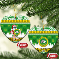 Custom Hawaii Kaimuki High School Christmas Ceramic Ornament Tropical Santa Claus LT05 Heart Green - Polynesian Pride