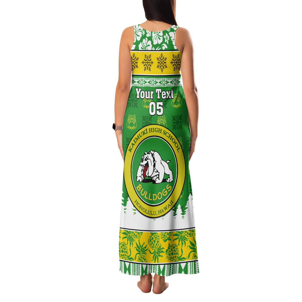 Custom Hawaii Kaimuki High School Christmas Family Matching Tank Maxi Dress and Hawaiian Shirt Tropical Santa Claus LT05 - Polynesian Pride