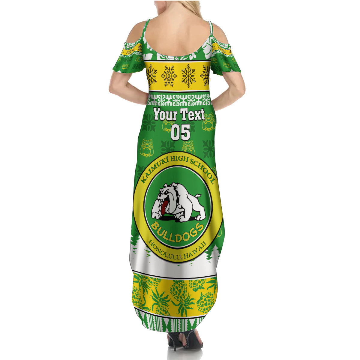 Custom Hawaii Kaimuki High School Christmas Summer Maxi Dress Tropical Santa Claus LT05 - Polynesian Pride