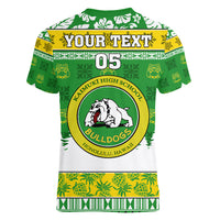 Custom Hawaii Kaimuki High School Christmas Women V Neck T Shirt Tropical Santa Claus LT05 - Polynesian Pride