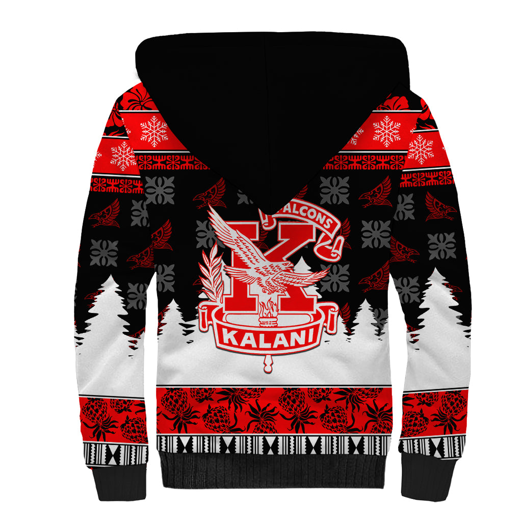 Custom Hawaii Kalani High School Christmas Sherpa Hoodie Tropical Santa Claus LT05 - Polynesian Pride