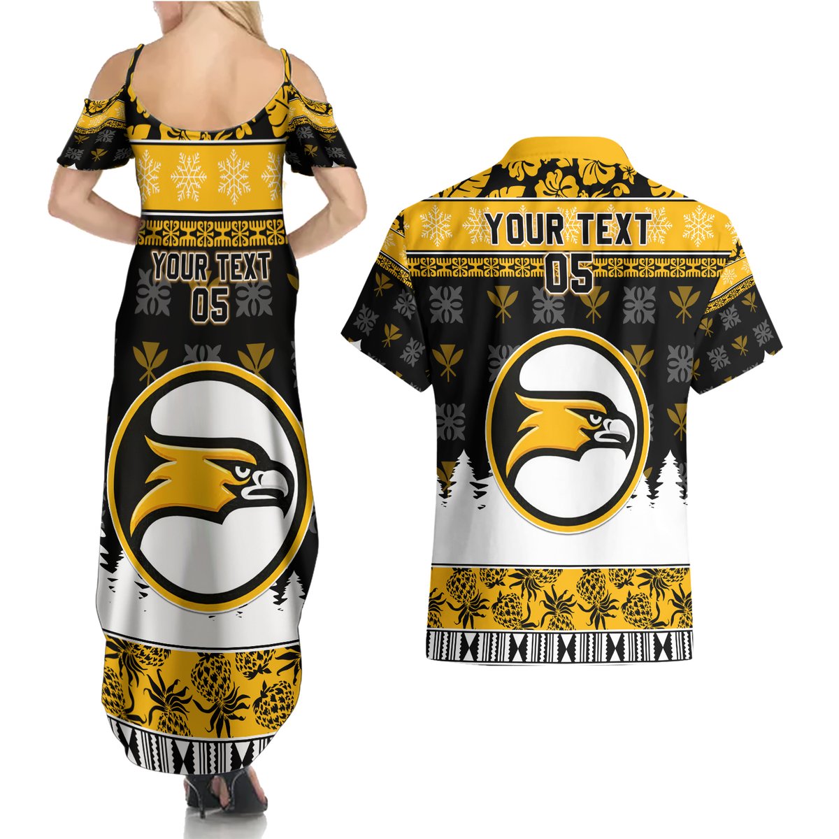 Custom Hawaii Nanakuli High and Intermediate School Christmas Couples Matching Summer Maxi Dress and Hawaiian Shirt Tropical Santa Claus LT05 - Polynesian Pride