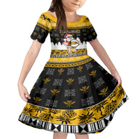 Custom Hawaii Nanakuli High and Intermediate School Christmas Family Matching Tank Maxi Dress and Hawaiian Shirt Tropical Santa Claus LT05 Daughter's Dress Yellow - Polynesian Pride