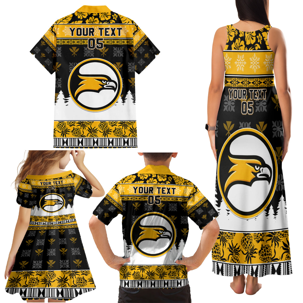 Custom Hawaii Nanakuli High and Intermediate School Christmas Family Matching Tank Maxi Dress and Hawaiian Shirt Tropical Santa Claus LT05 - Polynesian Pride