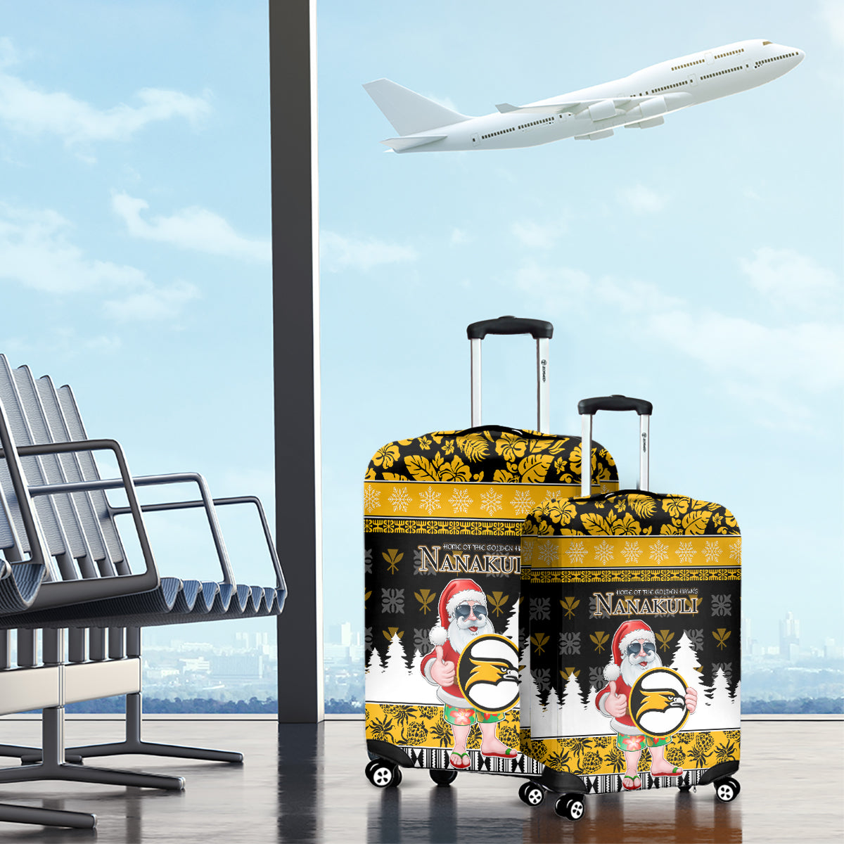 Custom Hawaii Nanakuli High and Intermediate School Christmas Luggage Cover Tropical Santa Claus LT05 - Polynesian Pride