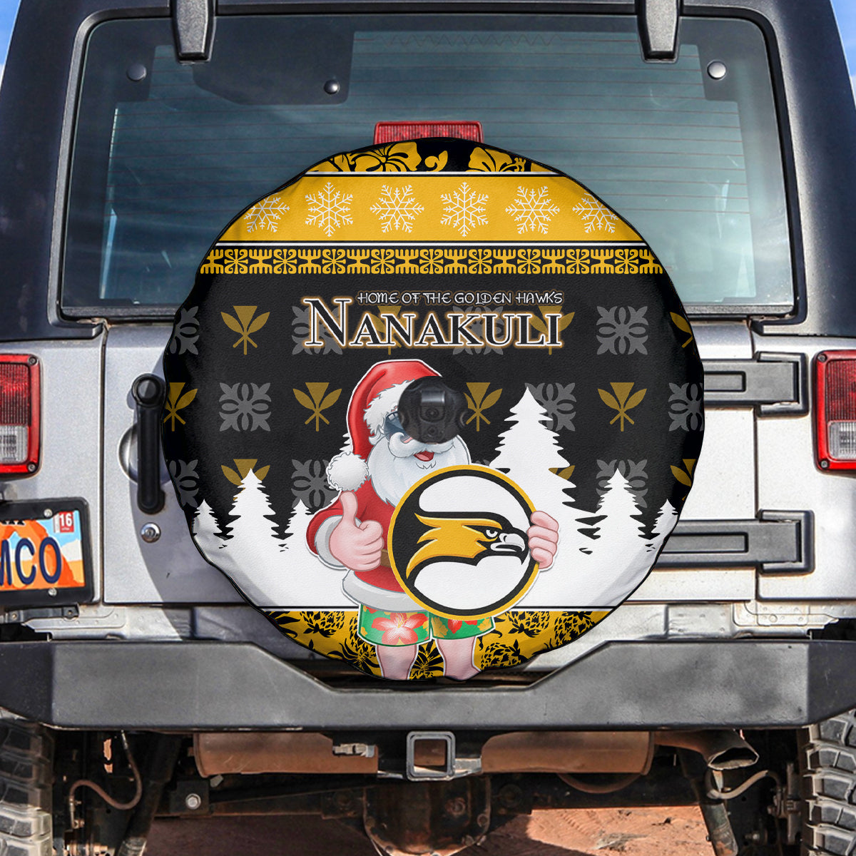 Custom Hawaii Nanakuli High and Intermediate School Christmas Spare Tire Cover Tropical Santa Claus LT05 - Polynesian Pride