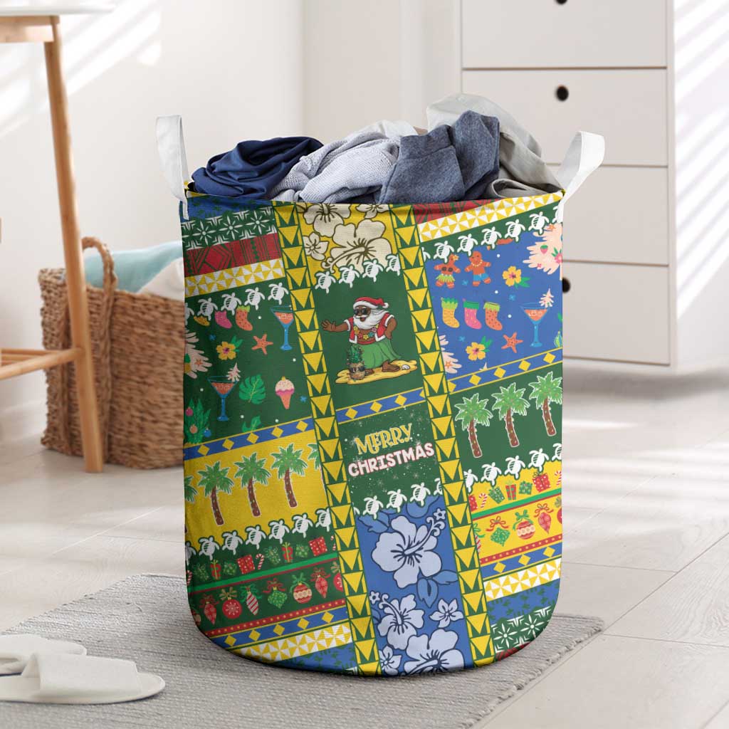 Solomon Islands Christmas Laundry Basket Festive Beach Vibes - Polynesian Pride