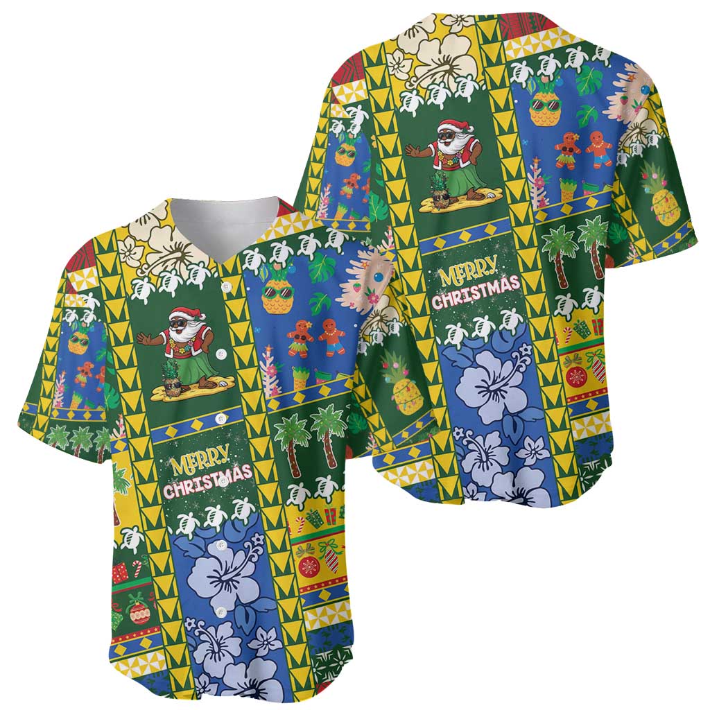 Solomon Islands Christmas Baseball Jersey Festive Beach Vibes - Polynesian Pride