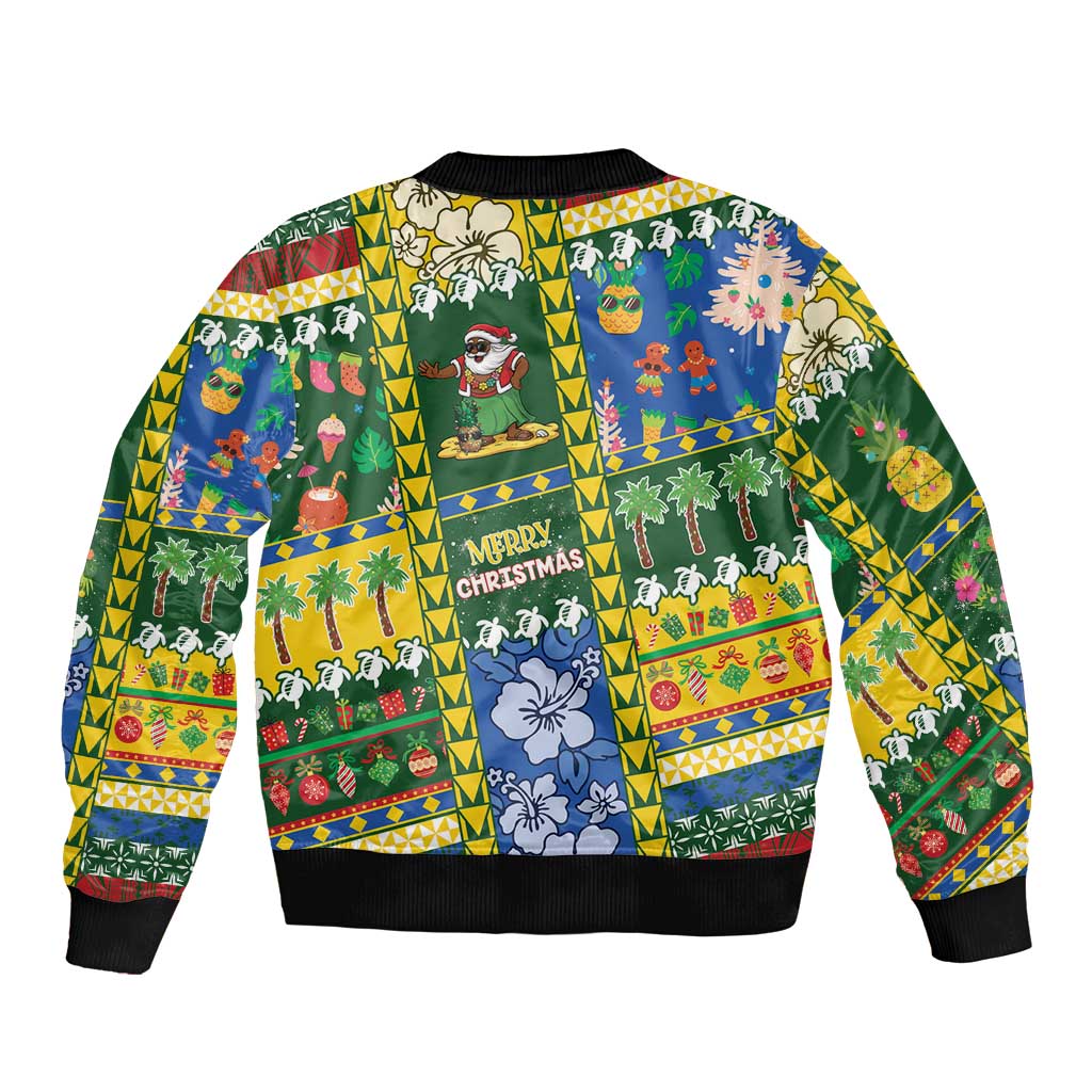 Solomon Islands Christmas Bomber Jacket Festive Beach Vibes - Polynesian Pride