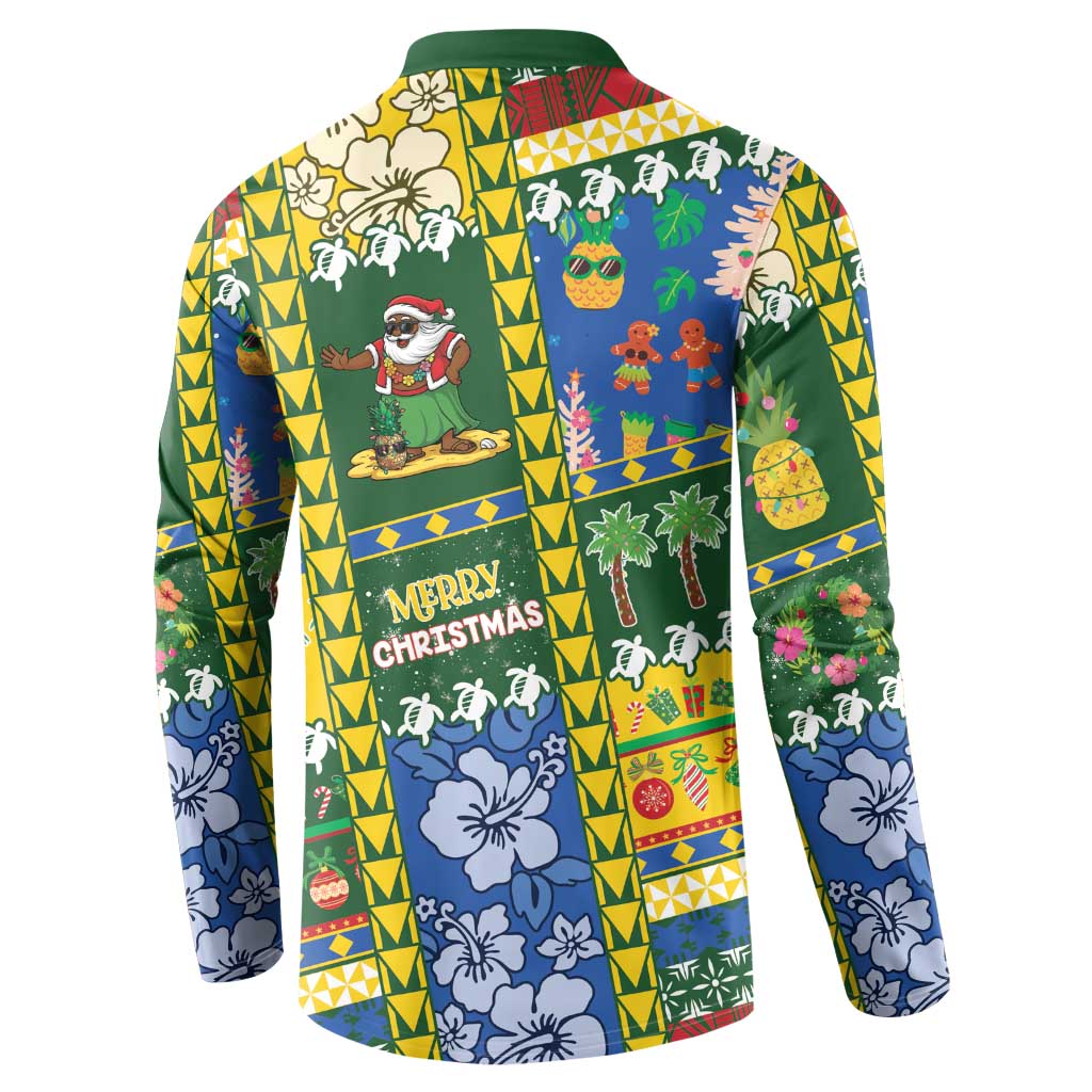 Solomon Islands Christmas Button Sweatshirt Festive Beach Vibes - Polynesian Pride