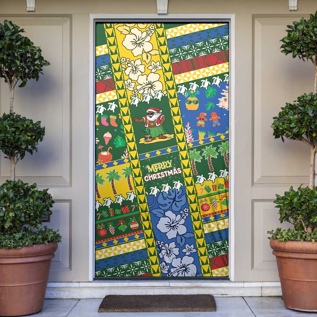 Solomon Islands Christmas Door Cover Festive Beach Vibes - Polynesian Pride