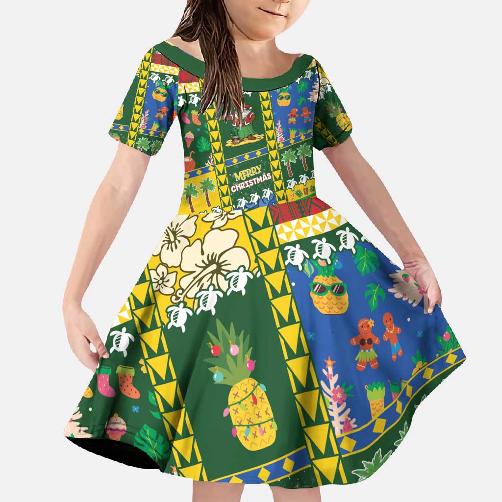 Solomon Islands Christmas Family Matching Off Shoulder Maxi Dress and Hawaiian Shirt Festive Beach Vibes - Polynesian Pride