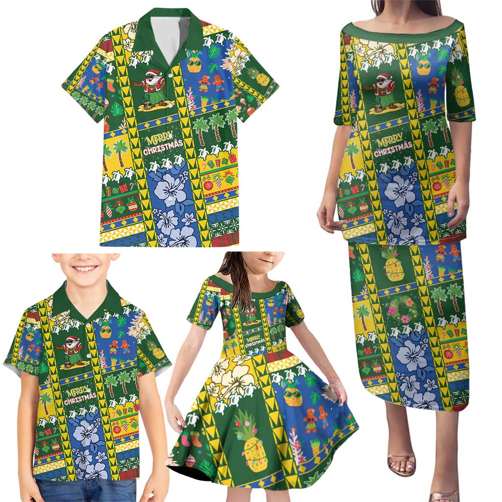 Solomon Islands Christmas Family Matching Puletasi and Hawaiian Shirt Festive Beach Vibes - Polynesian Pride