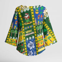 Solomon Islands Christmas Kimono Sleeve Blouse Festive Beach Vibes - Polynesian Pride