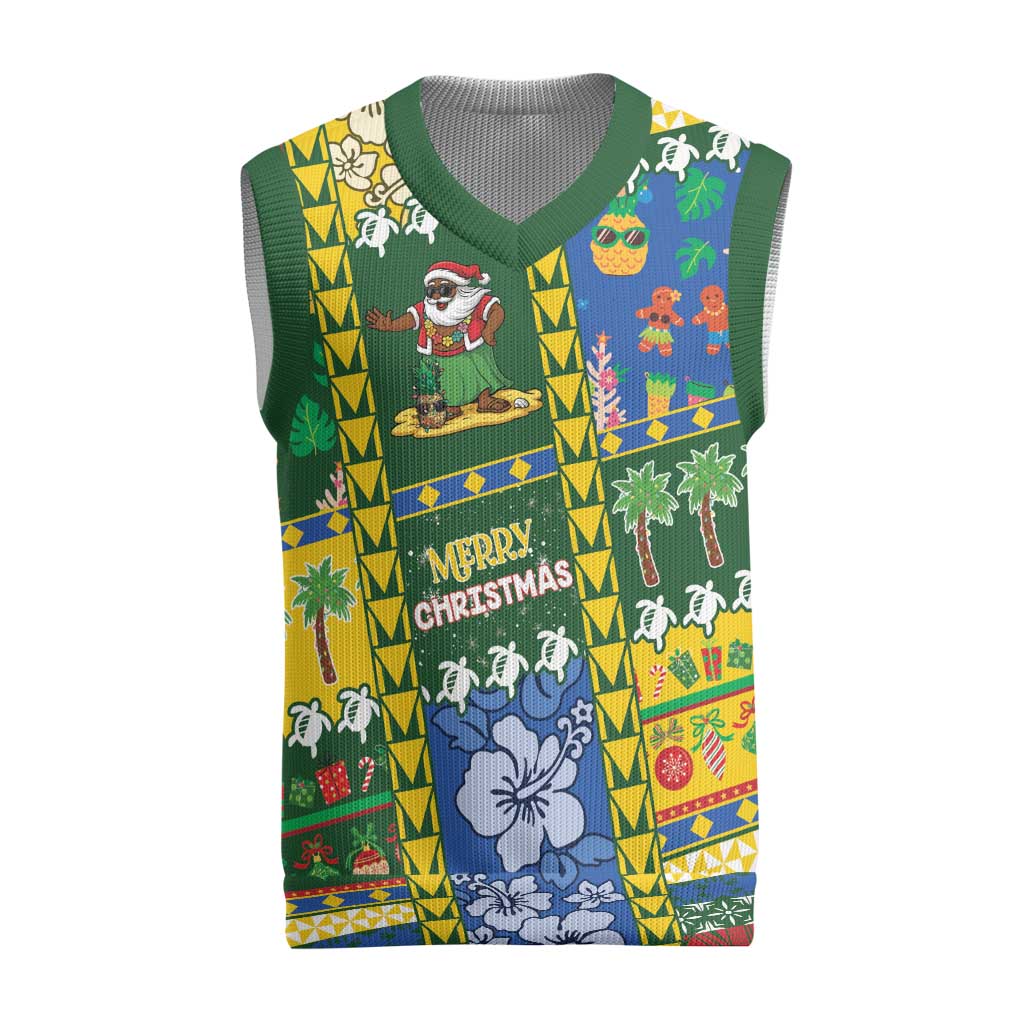 Solomon Islands Christmas Knitted V-Neck Vest Festive Beach Vibes - Polynesian Pride