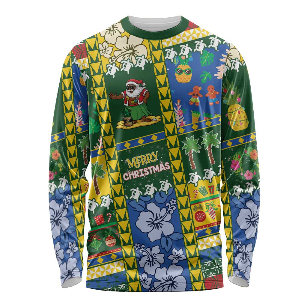 Solomon Islands Christmas Long Sleeve Shirt Festive Beach Vibes - Polynesian Pride