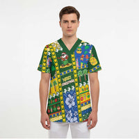 Solomon Islands Christmas Scrub Top Festive Beach Vibes - Polynesian Pride
