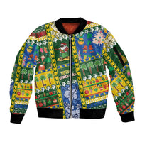Solomon Islands Christmas Sleeve Zip Bomber Jacket Festive Beach Vibes - Polynesian Pride