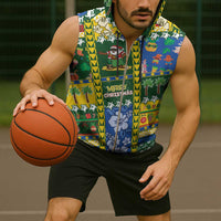 Solomon Islands Christmas Sleeveless Zip Hoodie Festive Beach Vibes - Polynesian Pride