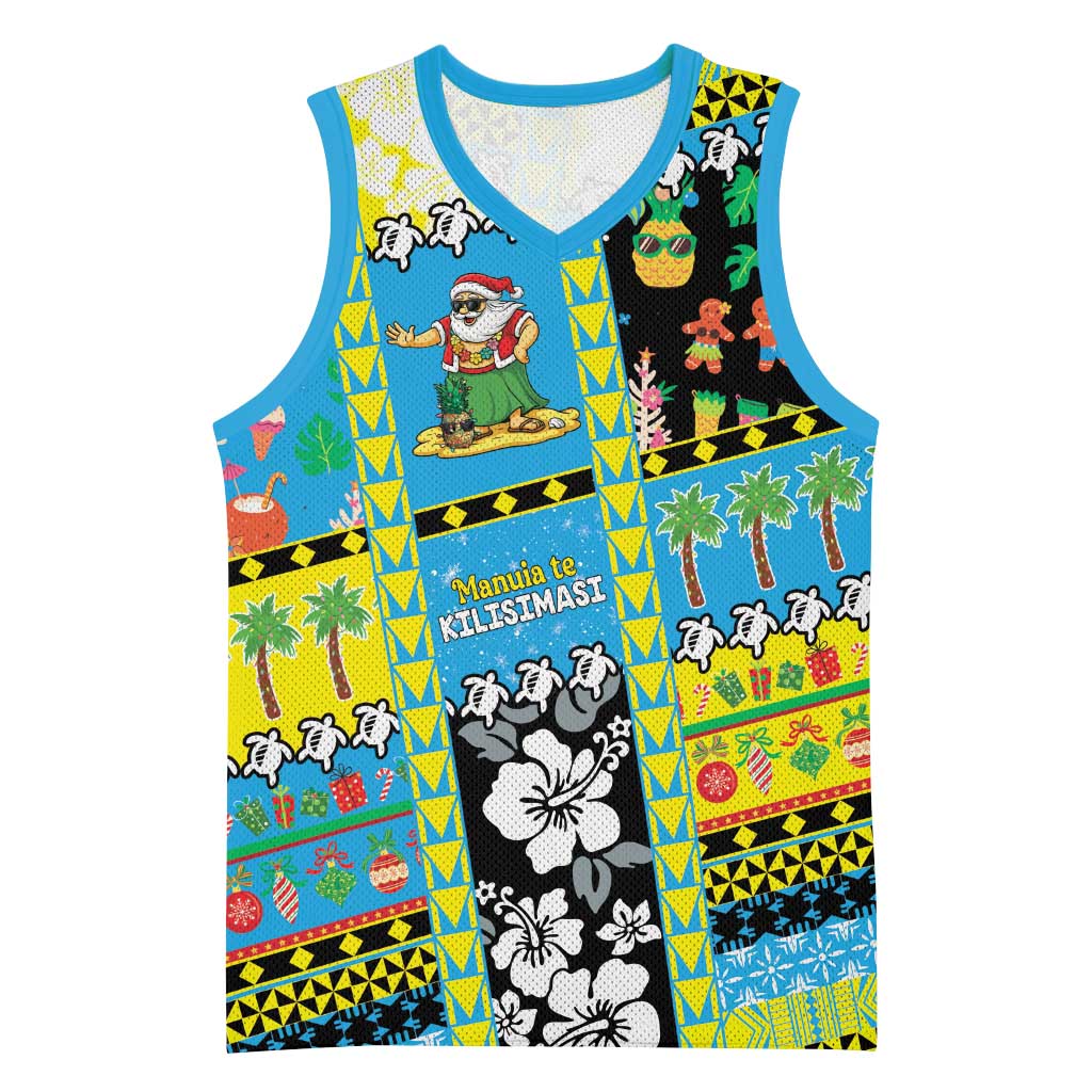 Tuvalu Christmas Basketball Jersey Festive Beach Vibes - Polynesian Pride