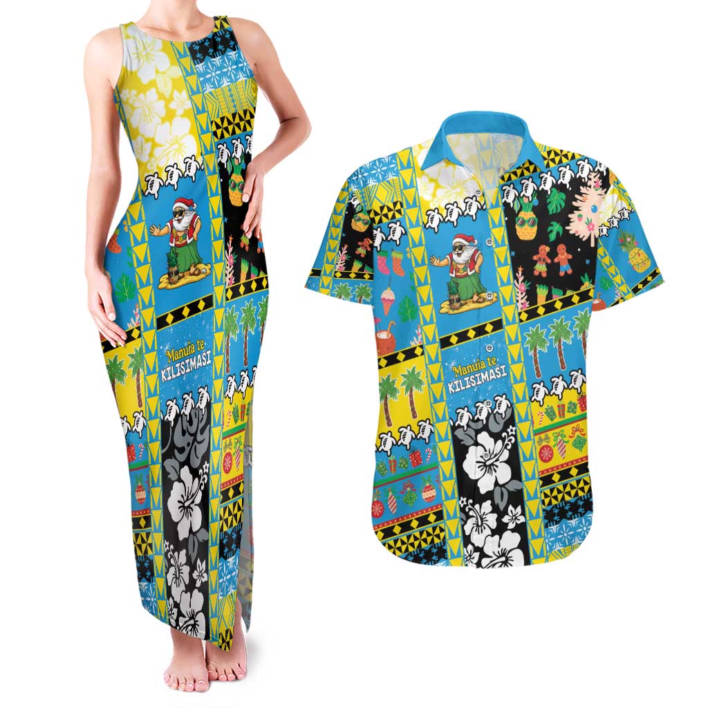 Tuvalu Christmas Couples Matching Tank Maxi Dress and Hawaiian Shirt Festive Beach Vibes - Polynesian Pride