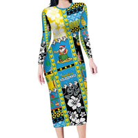 Tuvalu Christmas Family Matching Long Sleeve Bodycon Dress and Hawaiian Shirt Festive Beach Vibes - Polynesian Pride