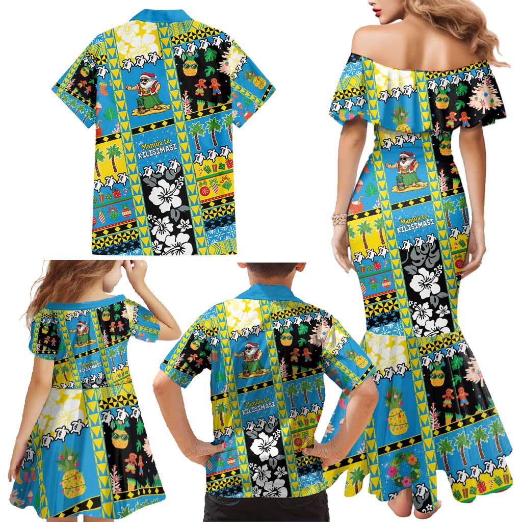 Tuvalu Christmas Family Matching Mermaid Dress and Hawaiian Shirt Festive Beach Vibes - Polynesian Pride
