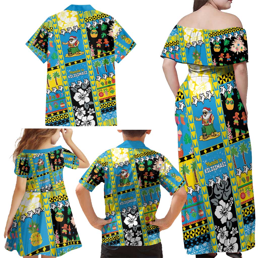 Tuvalu Christmas Family Matching Off Shoulder Maxi Dress and Hawaiian Shirt Festive Beach Vibes - Polynesian Pride