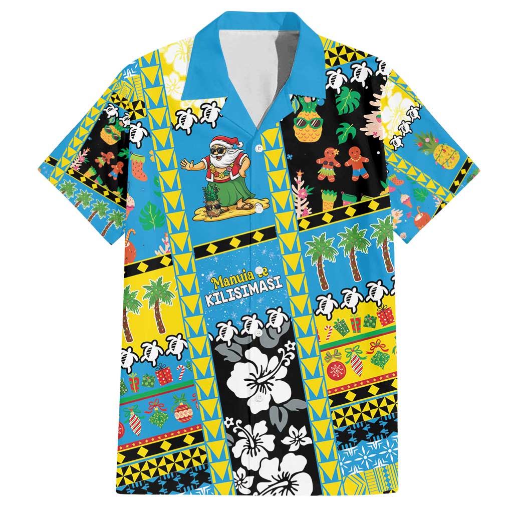 Tuvalu Christmas Family Matching Off Shoulder Short Dress and Hawaiian Shirt Festive Beach Vibes - Polynesian Pride