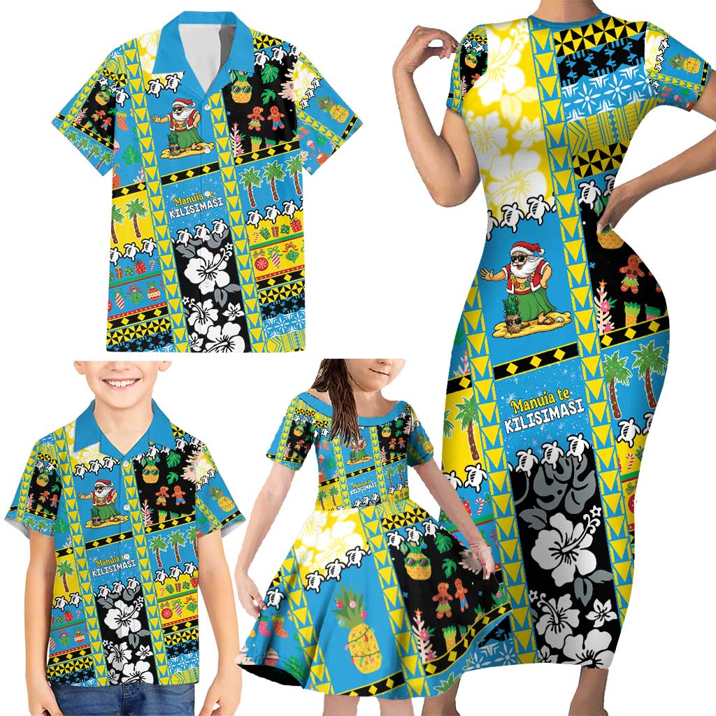 Tuvalu Christmas Family Matching Short Sleeve Bodycon Dress and Hawaiian Shirt Festive Beach Vibes - Polynesian Pride