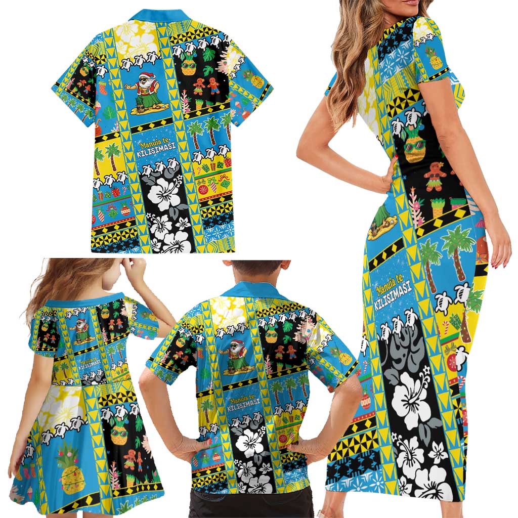 Tuvalu Christmas Family Matching Short Sleeve Bodycon Dress and Hawaiian Shirt Festive Beach Vibes - Polynesian Pride