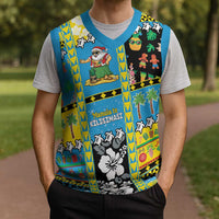 Tuvalu Christmas Knitted V-Neck Vest Festive Beach Vibes - Polynesian Pride