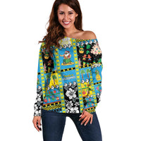 Tuvalu Christmas Off Shoulder Sweater Festive Beach Vibes - Polynesian Pride