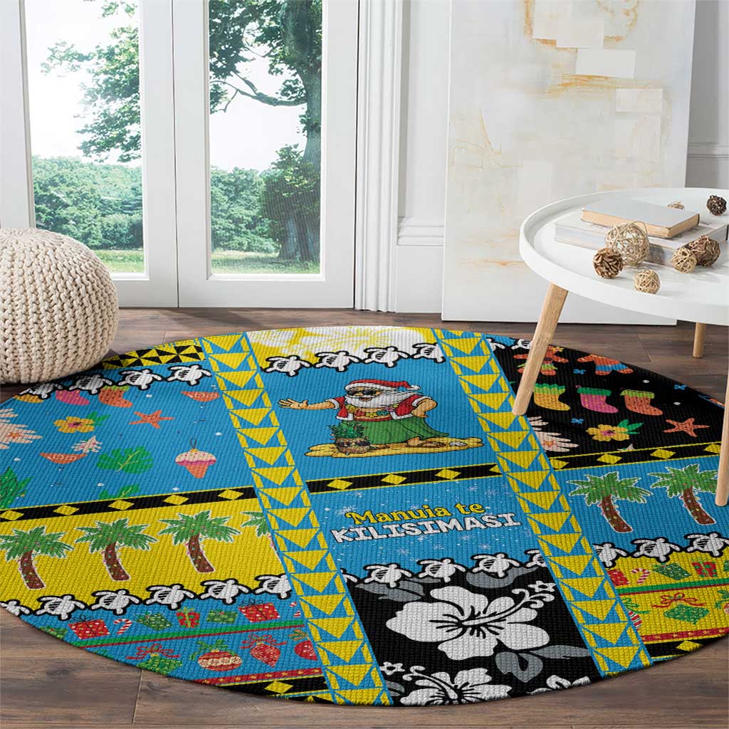 Tuvalu Christmas Round Carpet Festive Beach Vibes - Polynesian Pride