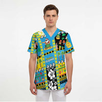 Tuvalu Christmas Scrub Top Festive Beach Vibes - Polynesian Pride