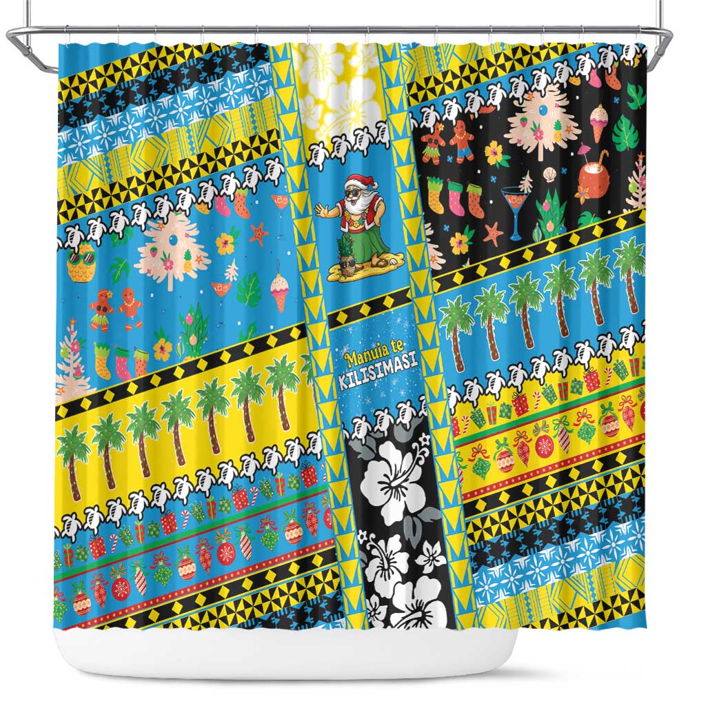 Tuvalu Christmas Shower Curtain Festive Beach Vibes - Polynesian Pride