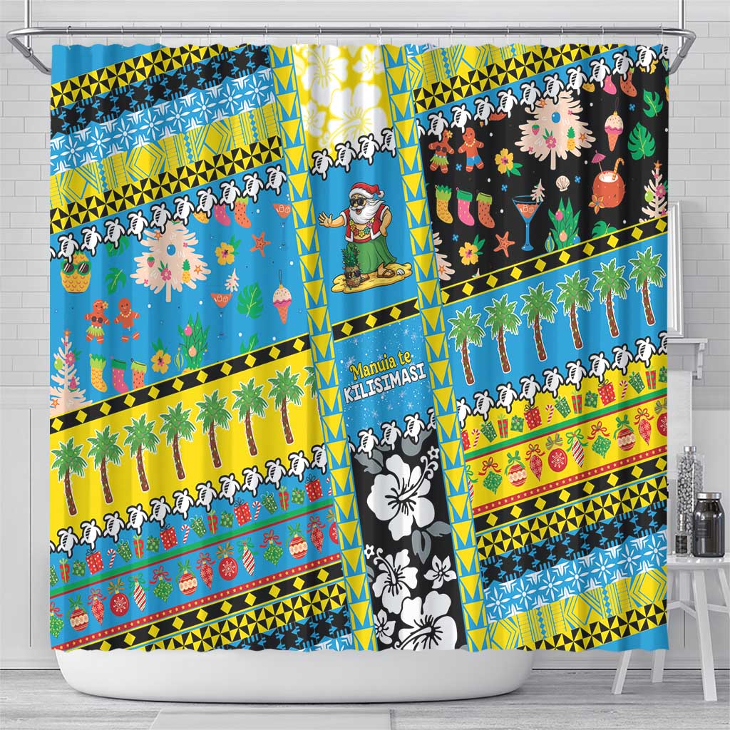Tuvalu Christmas Shower Curtain Festive Beach Vibes - Polynesian Pride