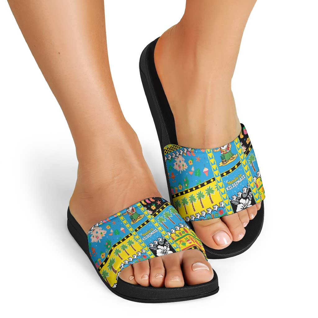 Tuvalu Christmas Slide Sandals Festive Beach Vibes - Polynesian Pride