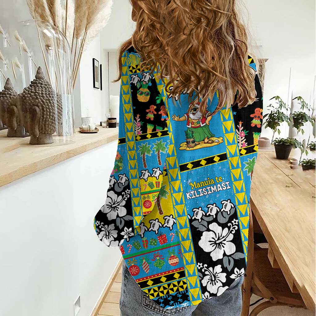 Tuvalu Christmas Women Casual Shirt Festive Beach Vibes - Polynesian Pride