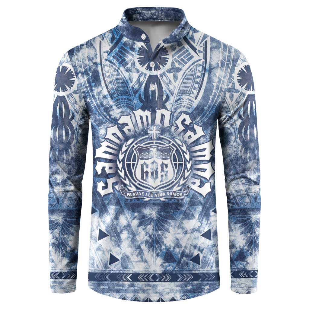 Samoa 685 Button Sweatshirt Polynesian Pattern Tie Dye Style