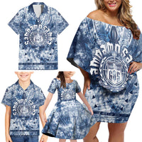 Samoa 685 Family Matching Off Shoulder Short Dress and Hawaiian Shirt Polynesian Pattern Tie Dye Style LT05 - Polynesian Pride