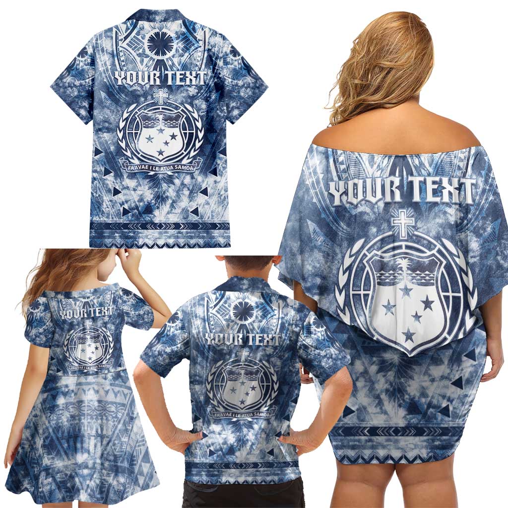 Samoa 685 Family Matching Off Shoulder Short Dress and Hawaiian Shirt Polynesian Pattern Tie Dye Style LT05 - Polynesian Pride