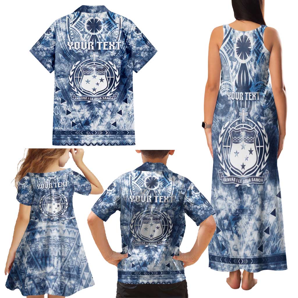 Samoa 685 Family Matching Tank Maxi Dress and Hawaiian Shirt Polynesian Pattern Tie Dye Style