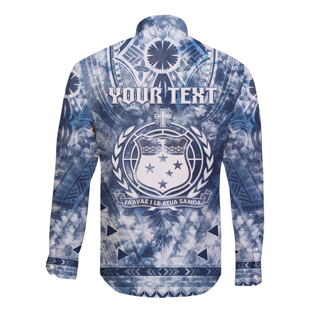 Samoa 685 Long Sleeve Button Shirt Polynesian Pattern Tie Dye Style