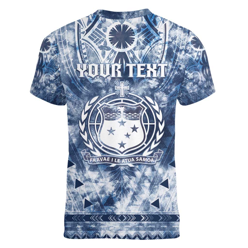 Samoa 685 Women V-Neck T-Shirt Polynesian Pattern Tie Dye Style